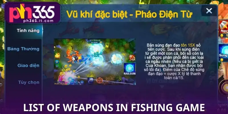 List of Weapons in Fishing Game